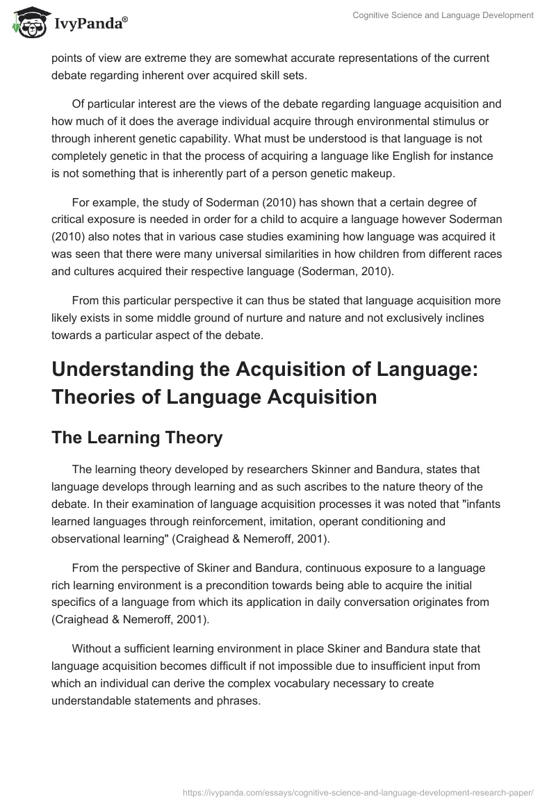 Cognitive Science and Language Development. Page 2