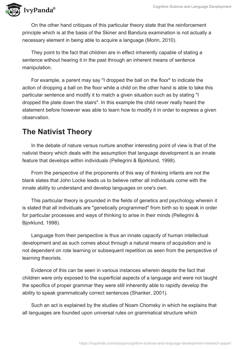 Cognitive Science and Language Development. Page 3