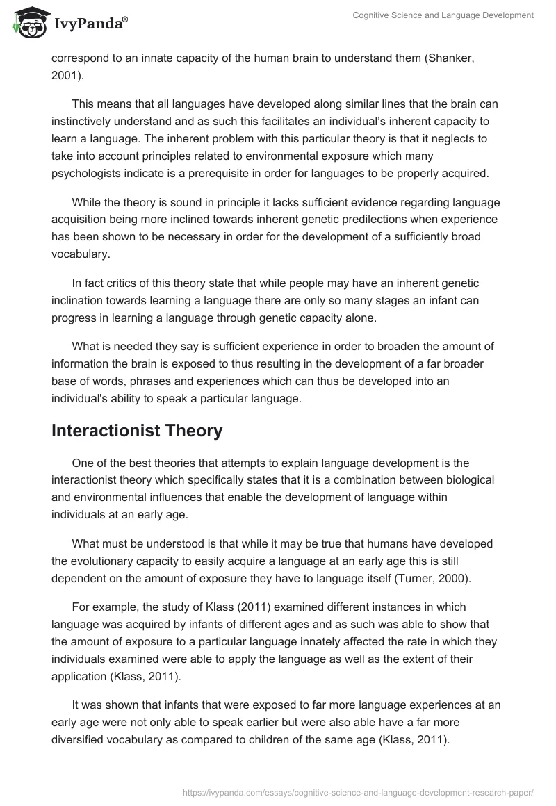 Cognitive Science and Language Development. Page 4