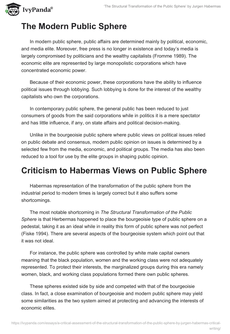 ‘The Structural Transformation of the Public Sphere’ by Jurgen Habermas. Page 3