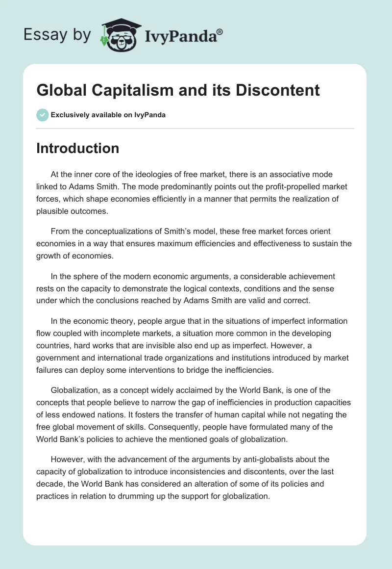 Global Capitalism and Its Discontent. Page 1