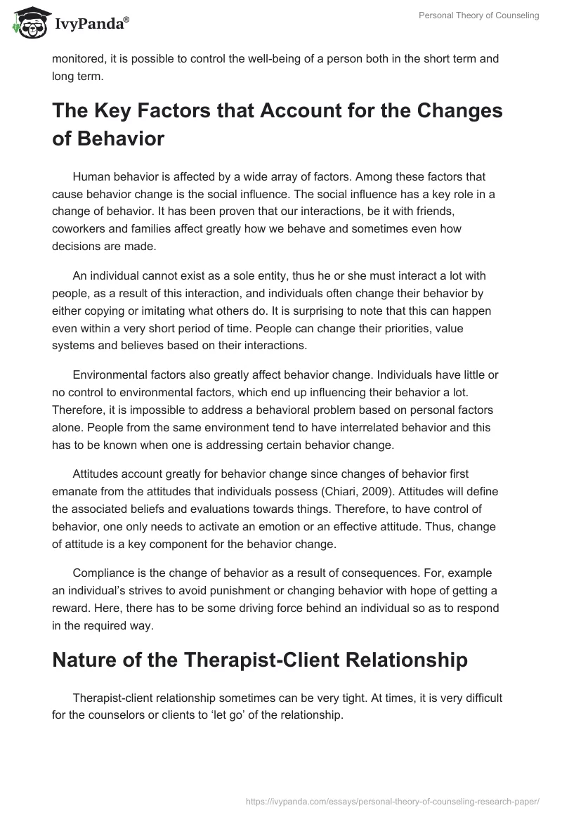Personal Theory of Counseling. Page 2