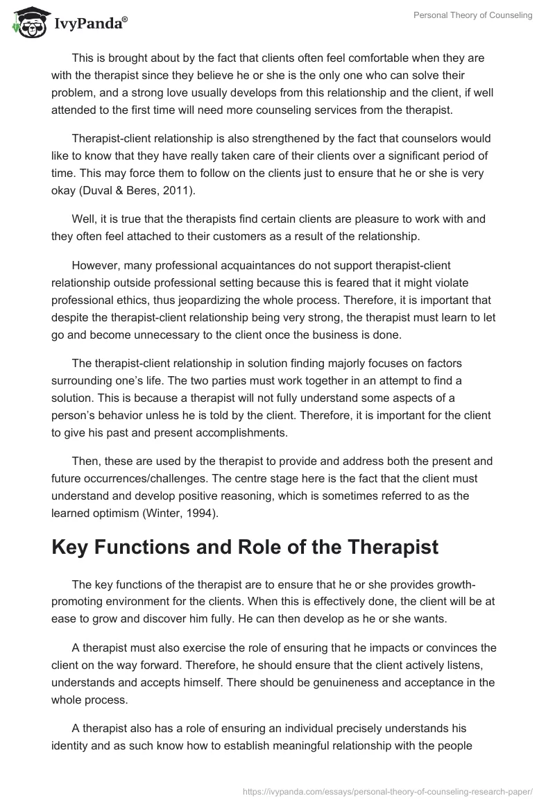 Personal Theory of Counseling. Page 3