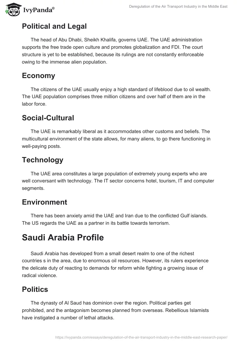 Deregulation of the Air Transport Industry in the Middle East. Page 5