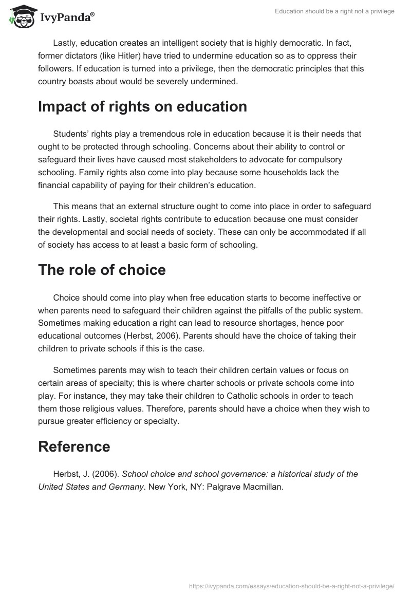 Education should be a right not a privilege. Page 2