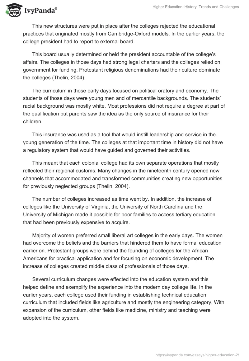 Higher Education: History, Trends and Challenges. Page 2