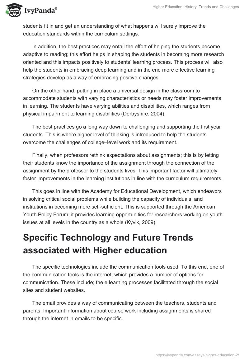 Higher Education: History, Trends and Challenges. Page 5