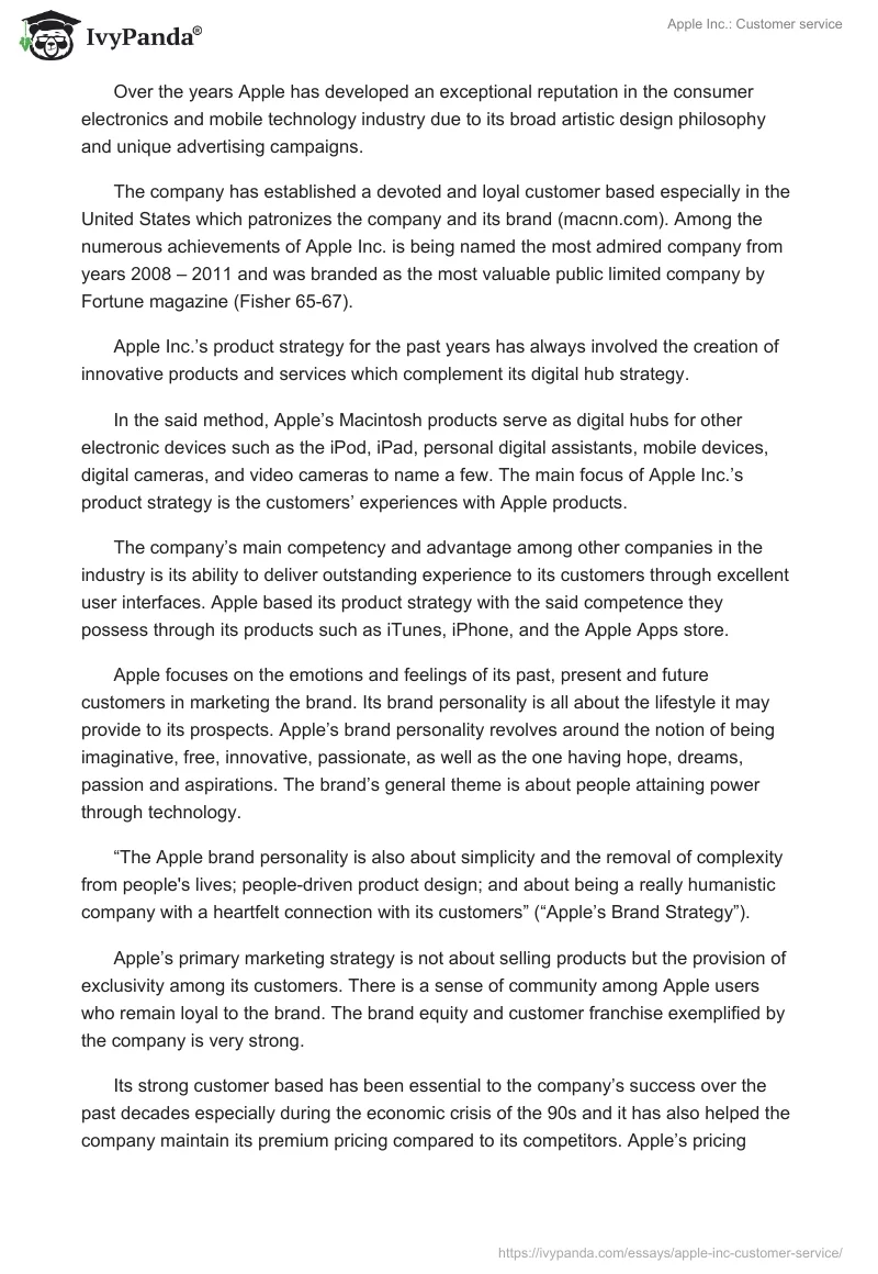 Apple Inc.: Customer Service. Page 5