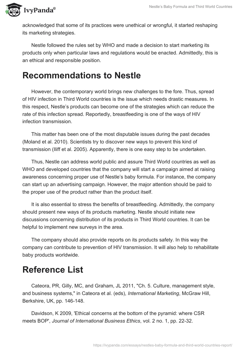 Nestle’s Baby Formula and Third World Countries. Page 2