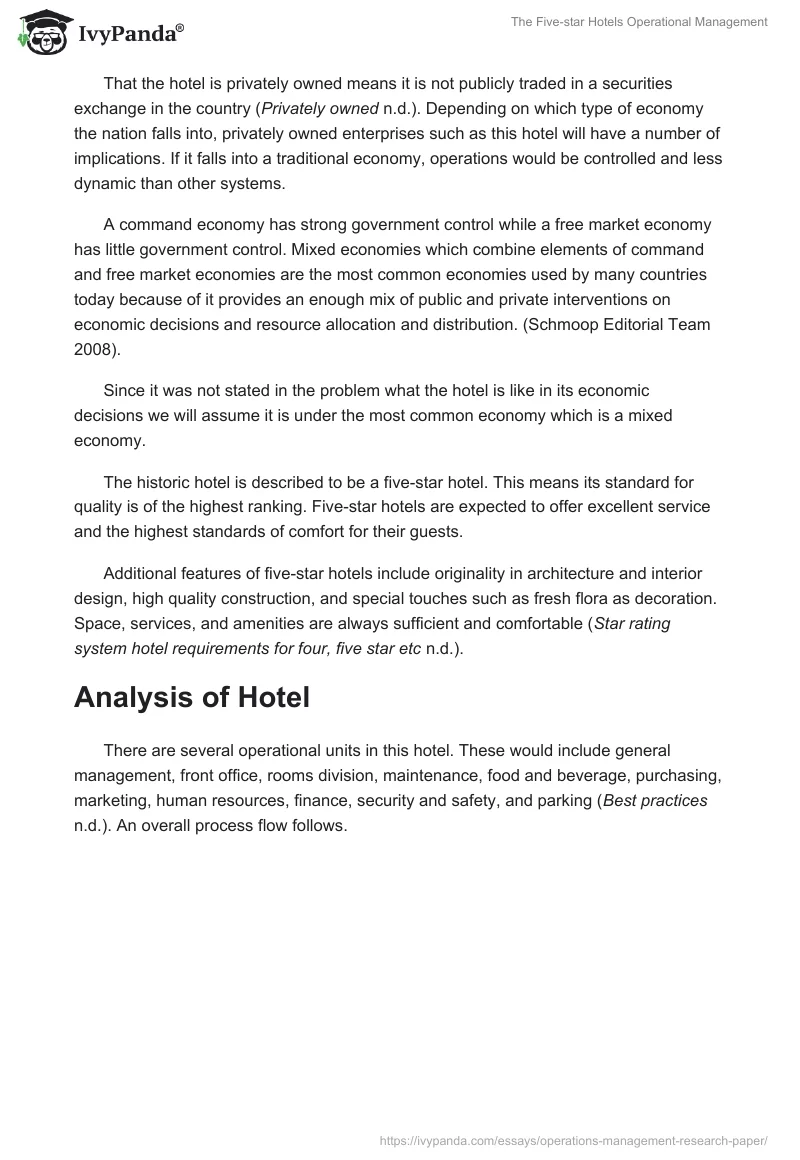 The Five-Star Hotels Operational Management. Page 3