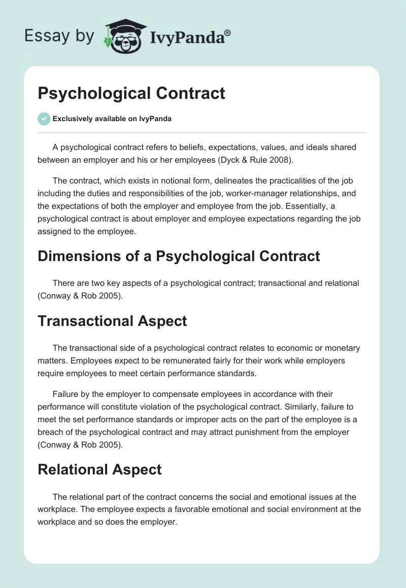 Psychological Contract. Page 1