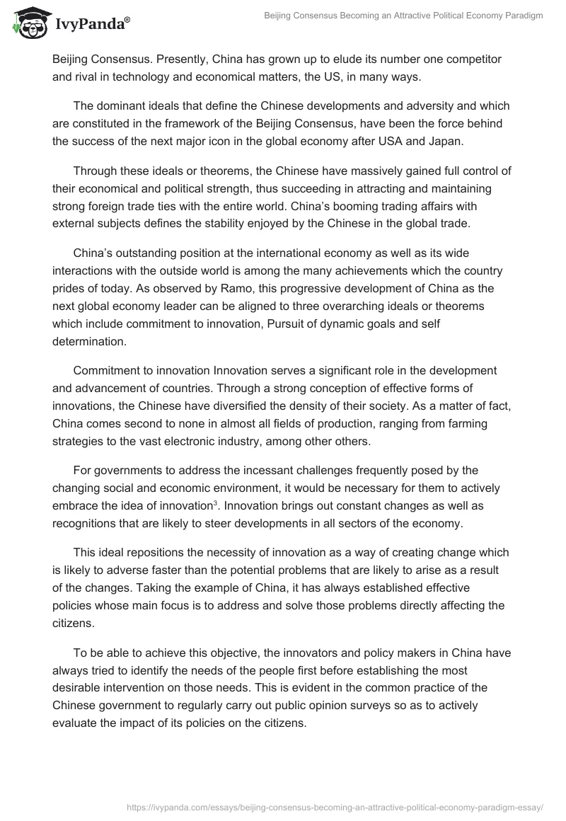 Beijing Consensus Becoming an Attractive Political Economy Paradigm. Page 3