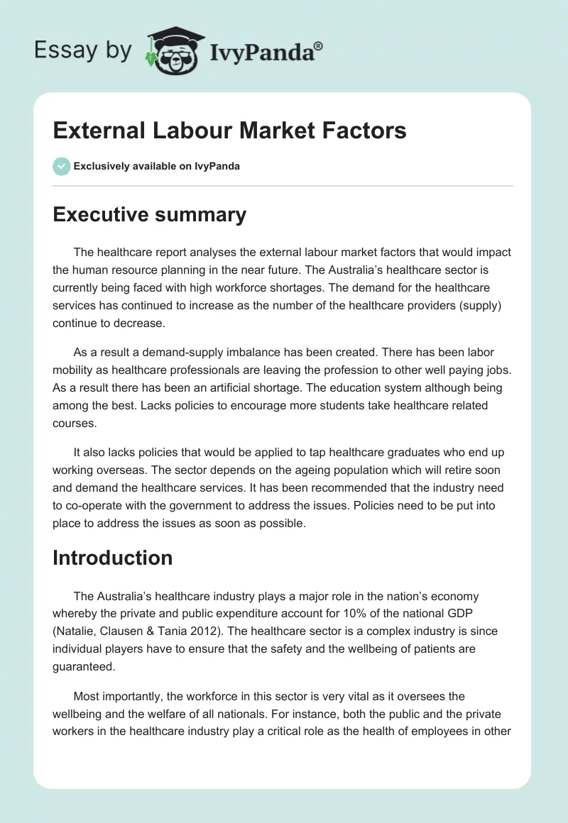 External Labour Market Factors. Page 1