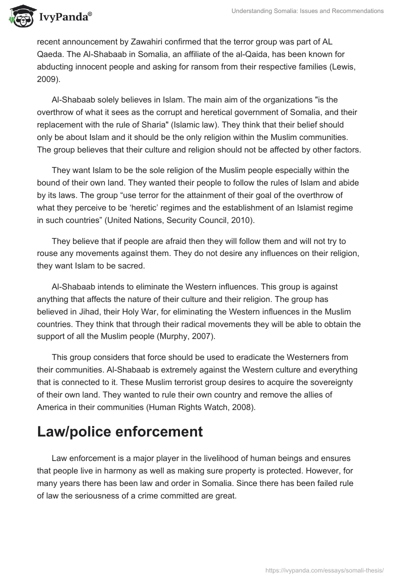 Understanding Somalia: Issues and Recommendations. Page 2