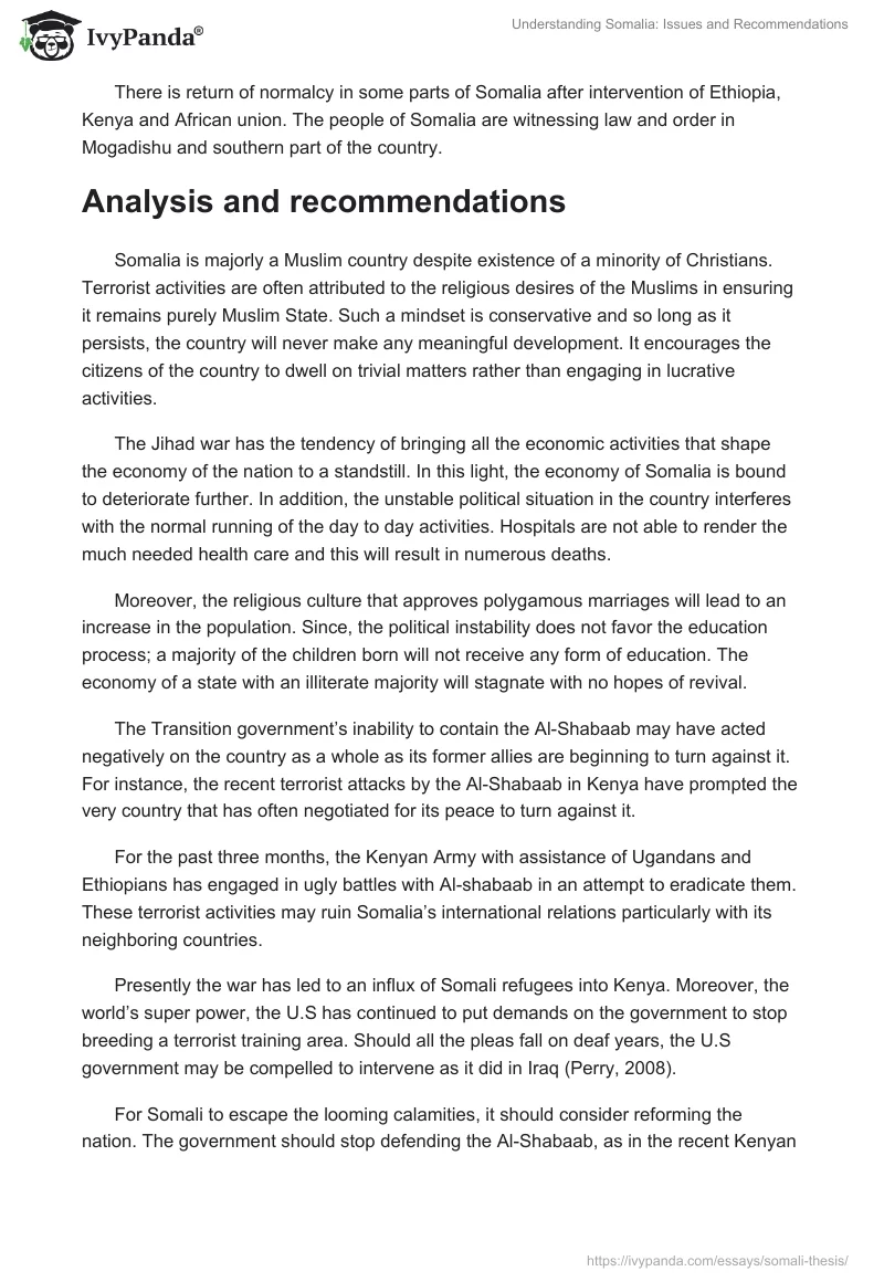 Understanding Somalia: Issues and Recommendations. Page 3