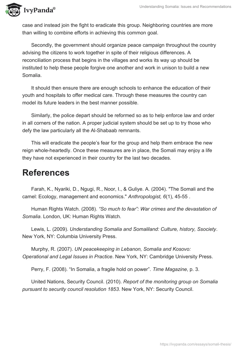 Understanding Somalia: Issues and Recommendations. Page 4