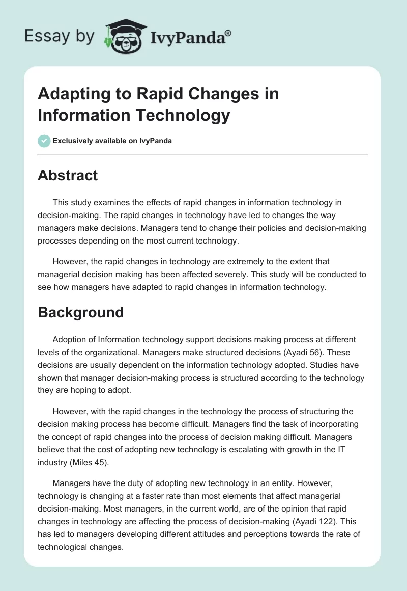 Adapting to Rapid Changes in Information Technology. Page 1