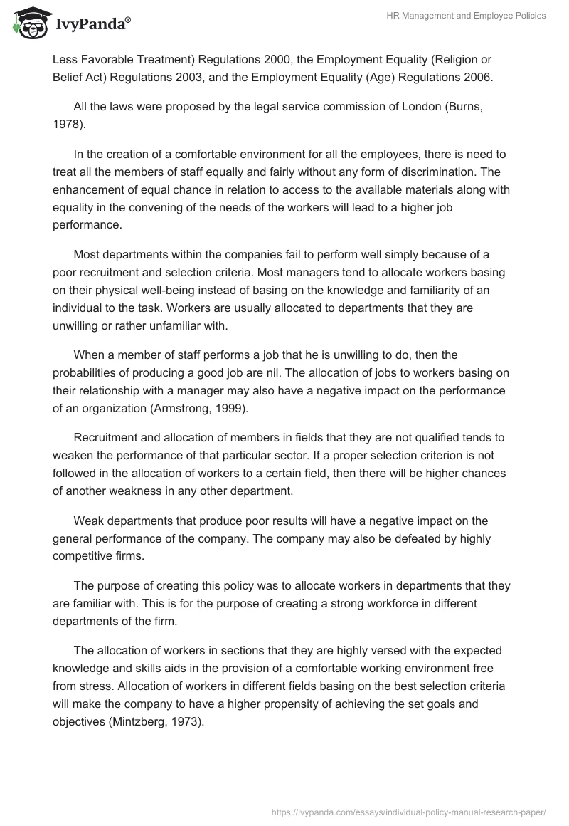 HR Management and Employee Policies. Page 4