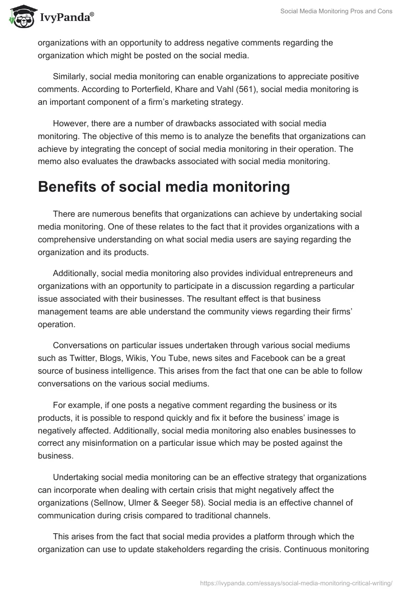 Social Media Monitoring Pros and Cons. Page 2