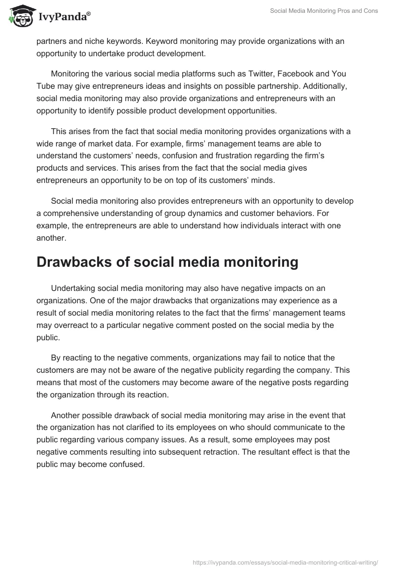 Social Media Monitoring Pros and Cons. Page 4