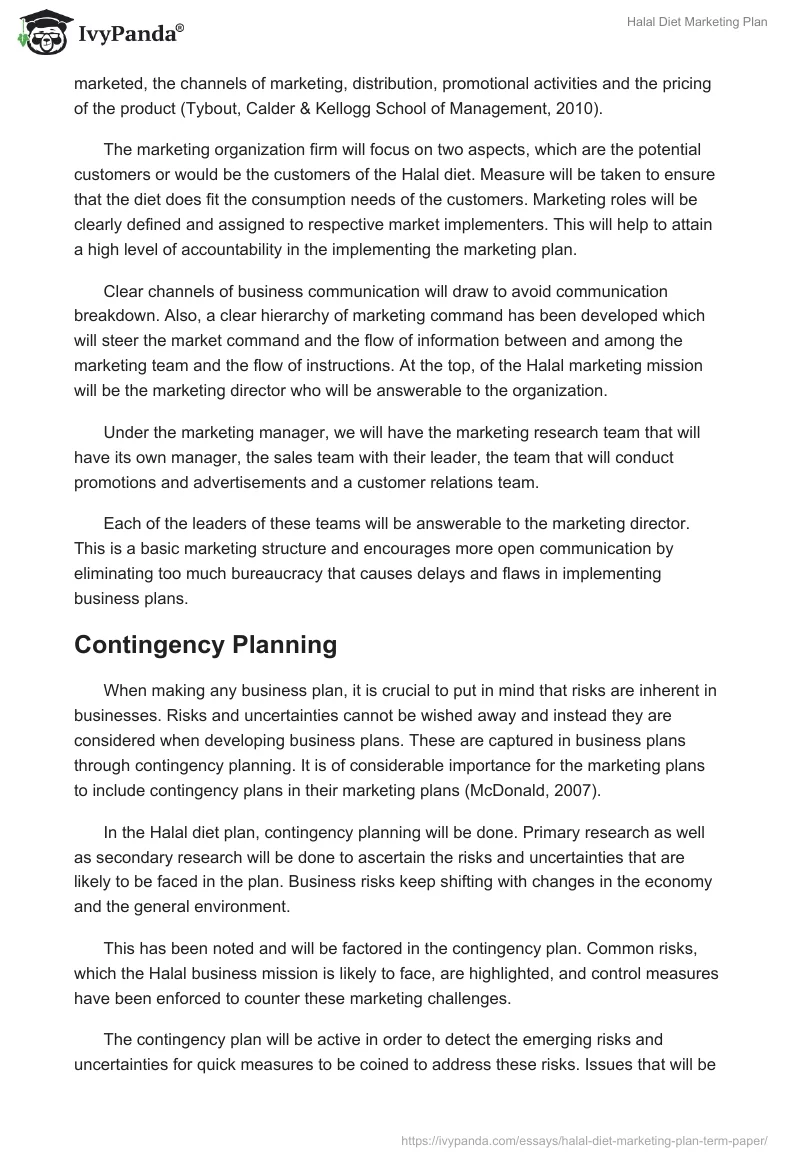 Halal Diet Marketing Plan. Page 4