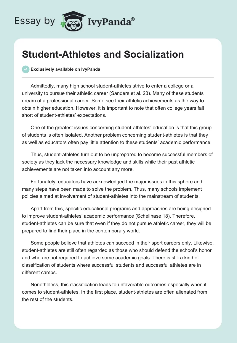 Student-Athletes and Socialization. Page 1
