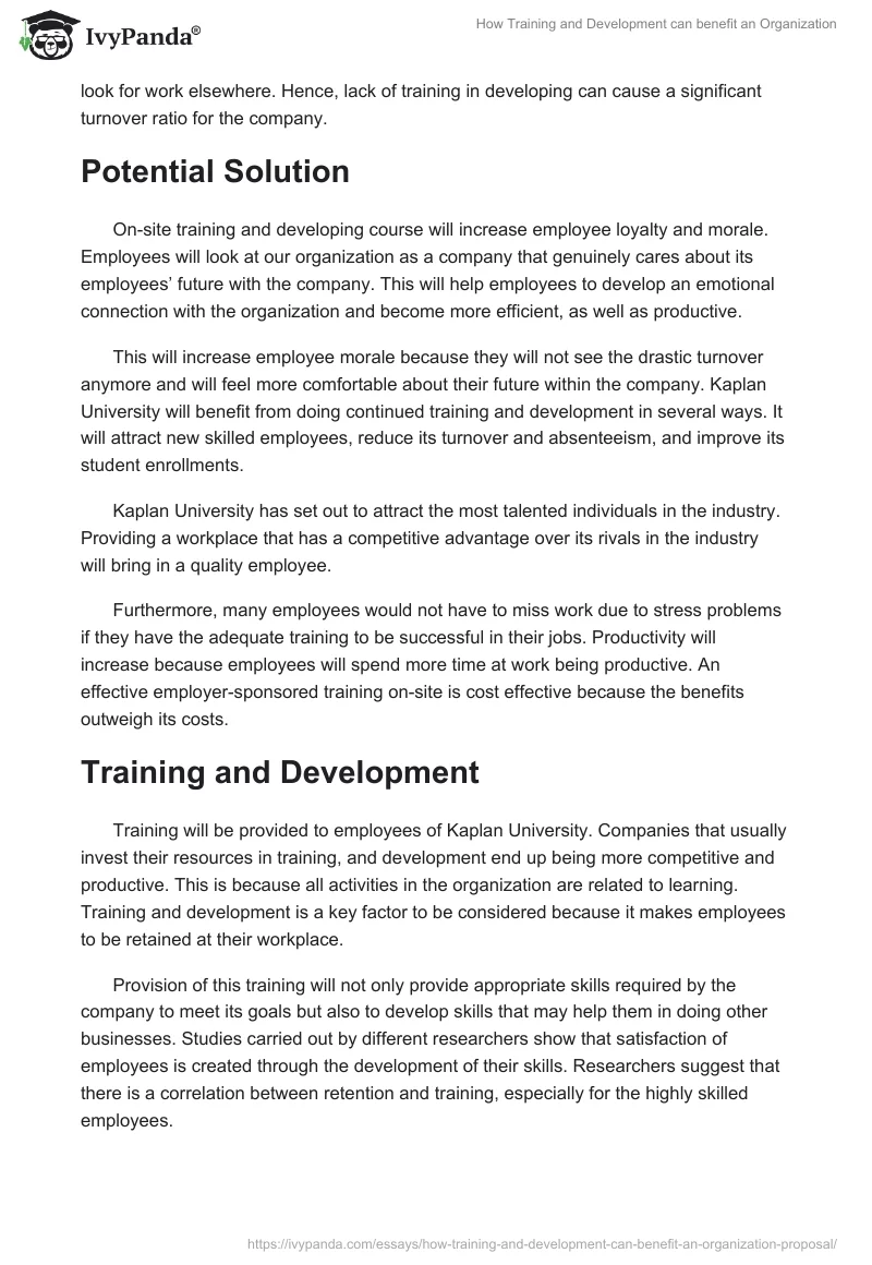 How Training and Development can benefit an Organization. Page 3