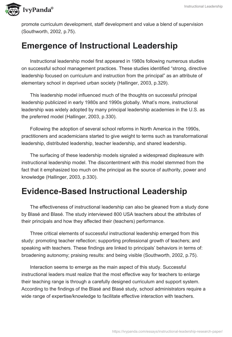 Instructional Leadership. Page 2