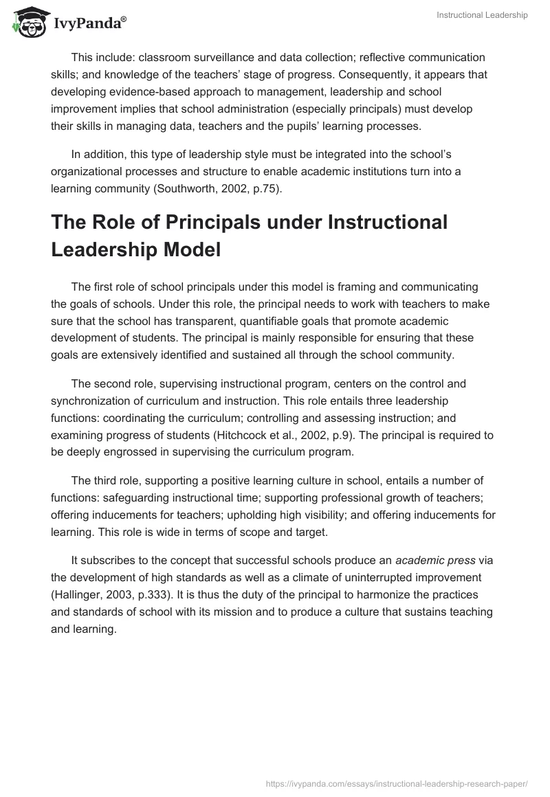 Instructional Leadership. Page 3