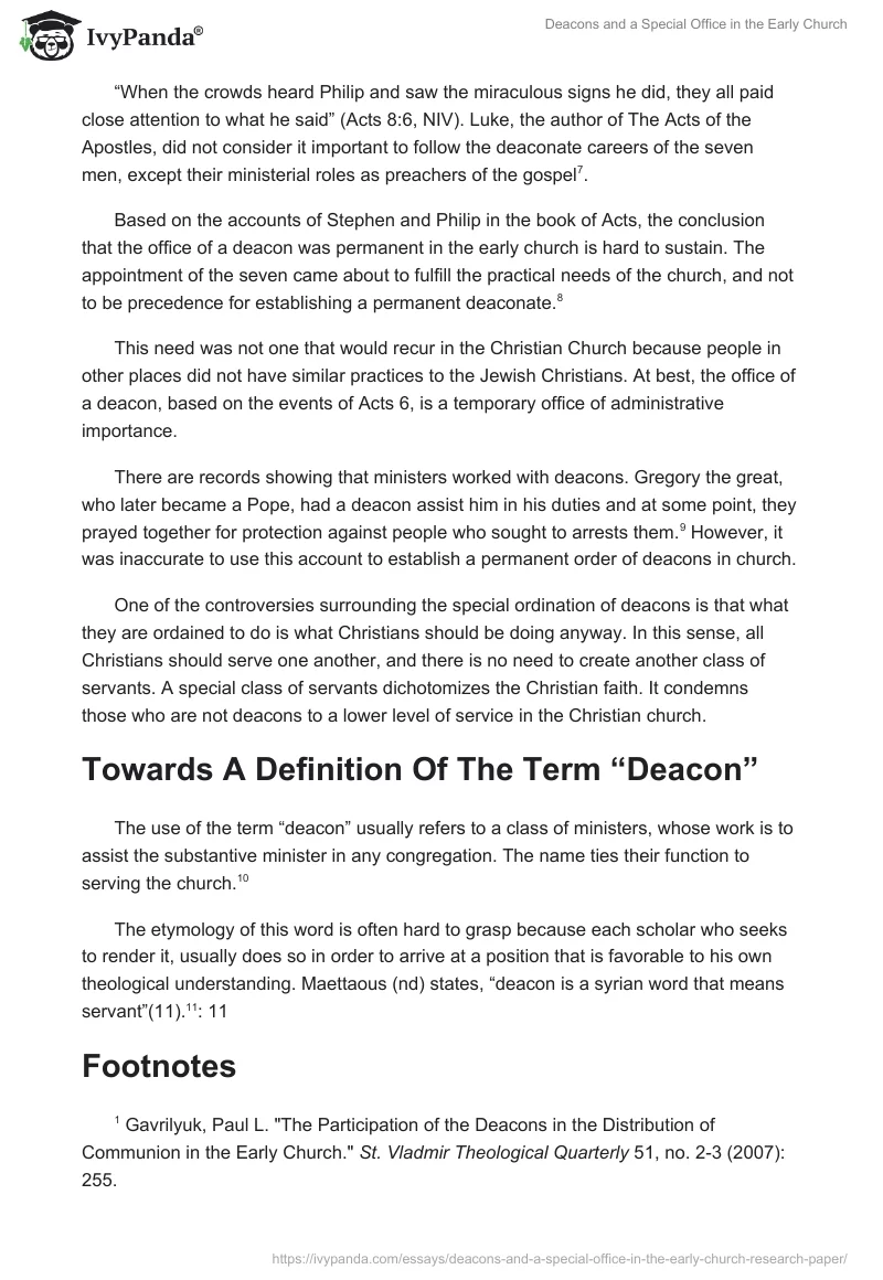 Deacons and a Special Office in the Early Church. Page 4