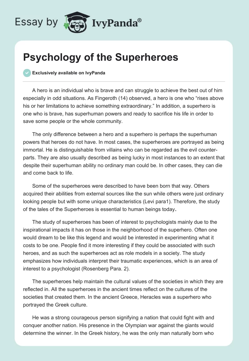 Psychology of the Superheroes. Page 1