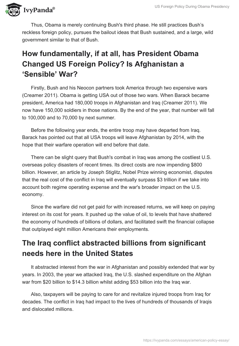 US Foreign Policy During Obama Presidency. Page 2