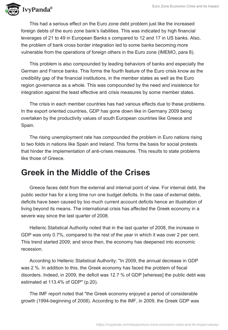 Euro Zone Economic Crisis and Its Impact. Page 4