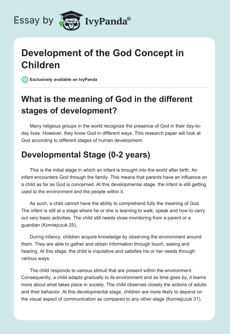 Development of the God Concept in Children. Page 1