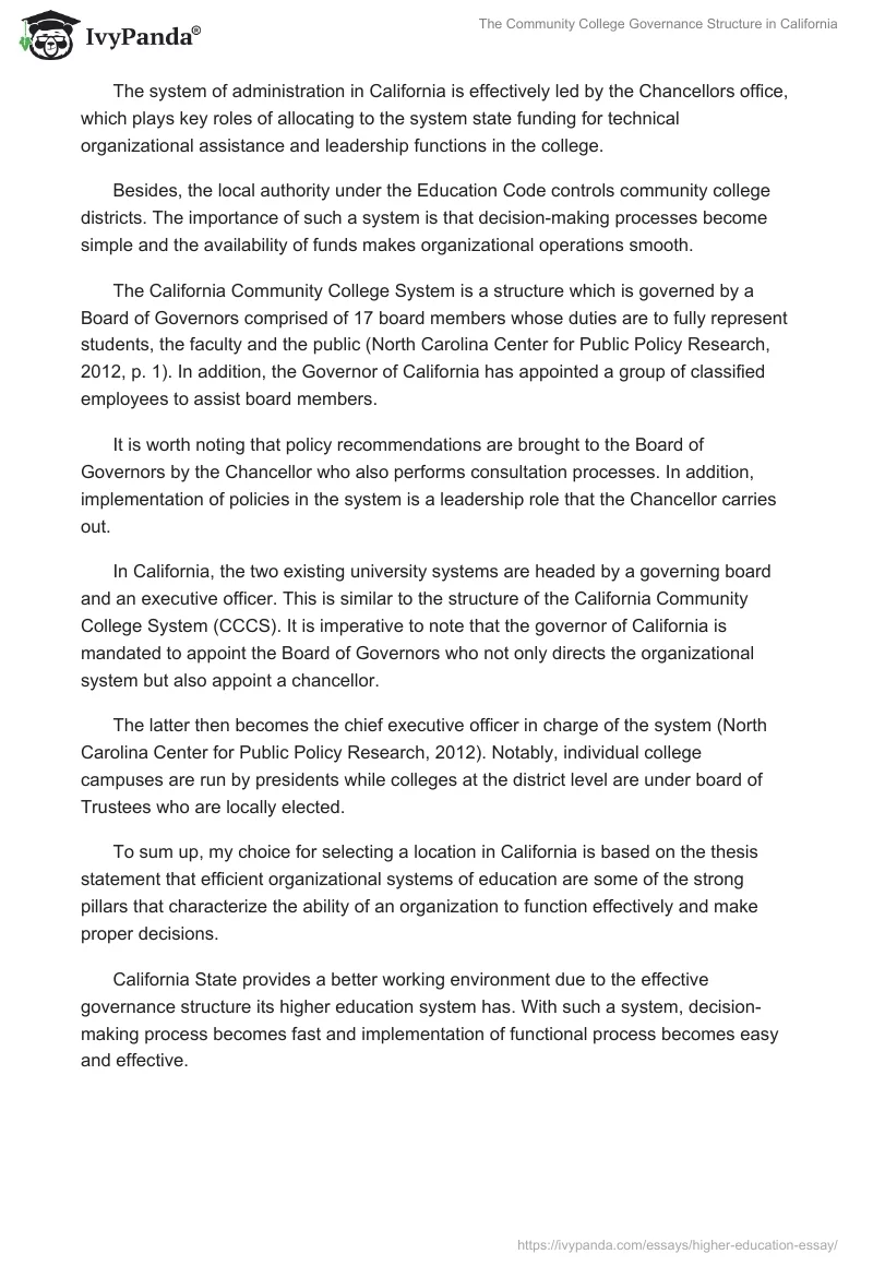 The Community College Governance Structure in California. Page 2