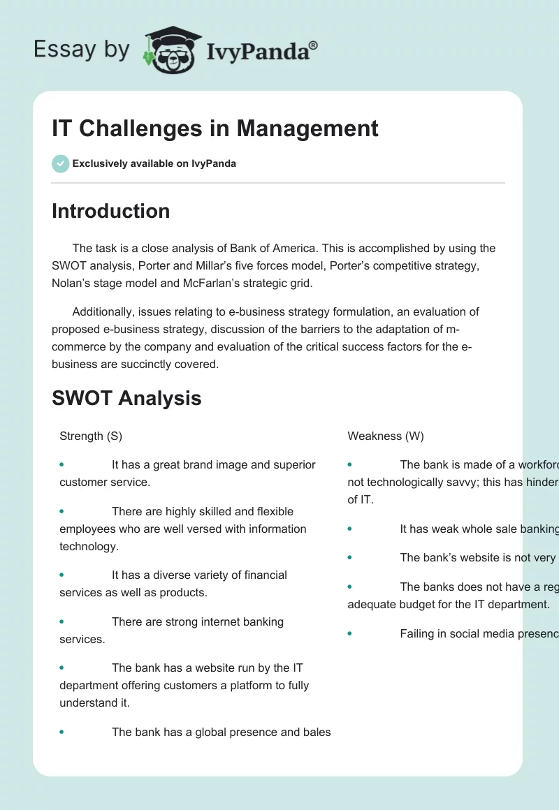 IT Challenges in Management. Page 1