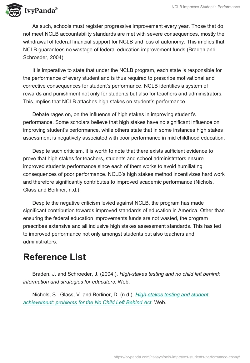 NCLB Improves Student’s Performance. Page 2