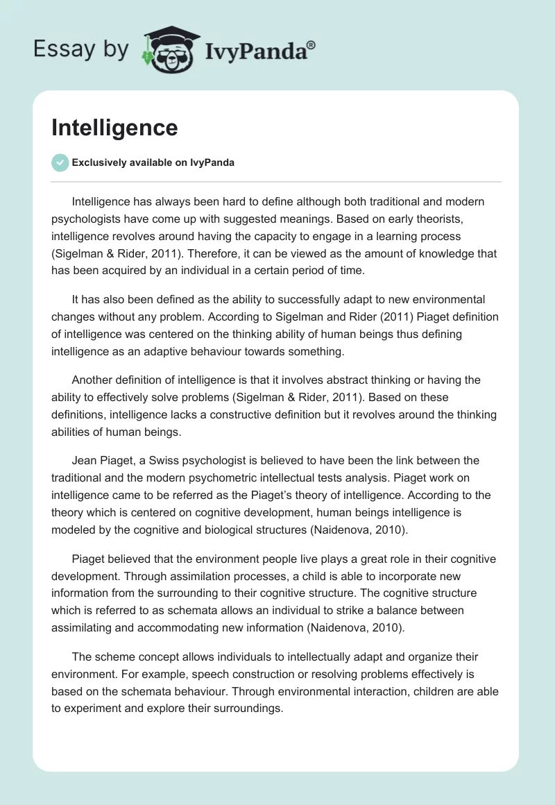 Intelligence. Page 1