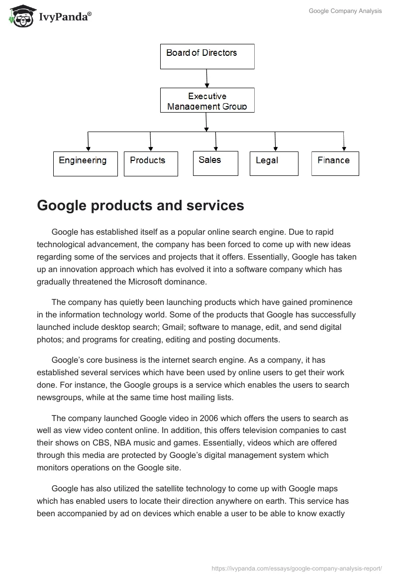 Google Company Analysis. Page 3