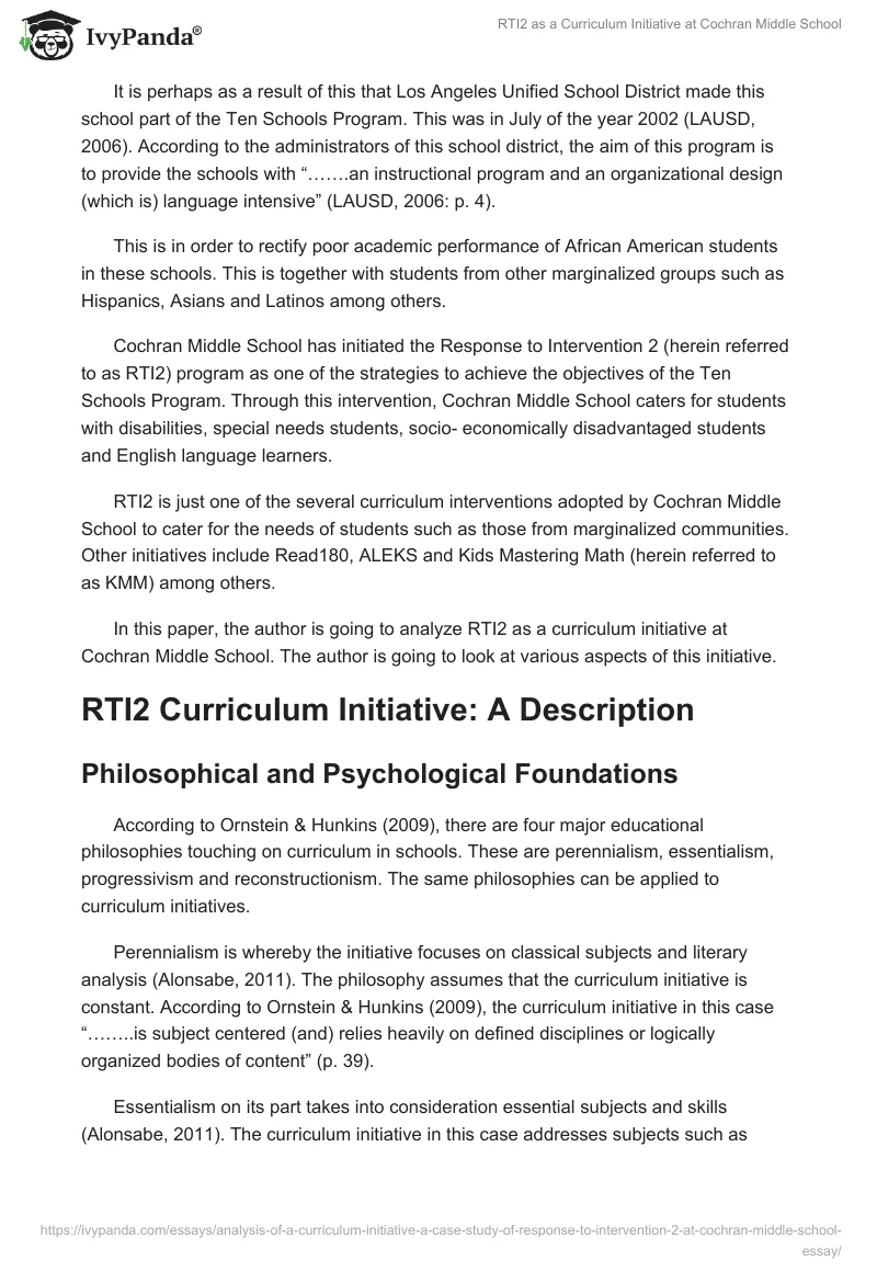 RTI2 as a Curriculum Initiative at Cochran Middle School. Page 2