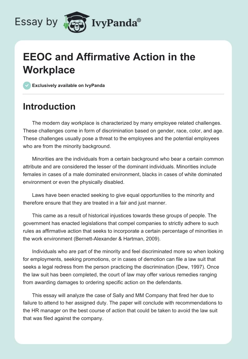 EEOC and Affirmative Action in the Workplace. Page 1