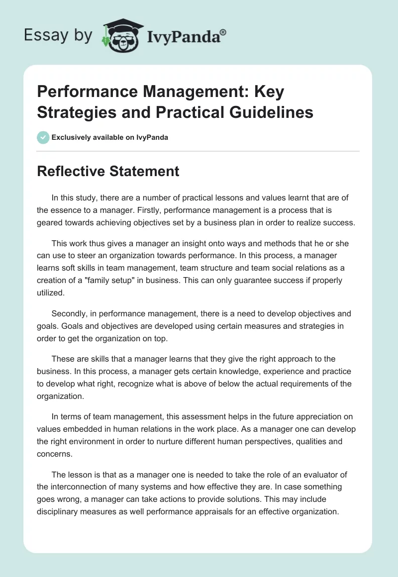 Performance Management: Key Strategies and Practical Guidelines. Page 1