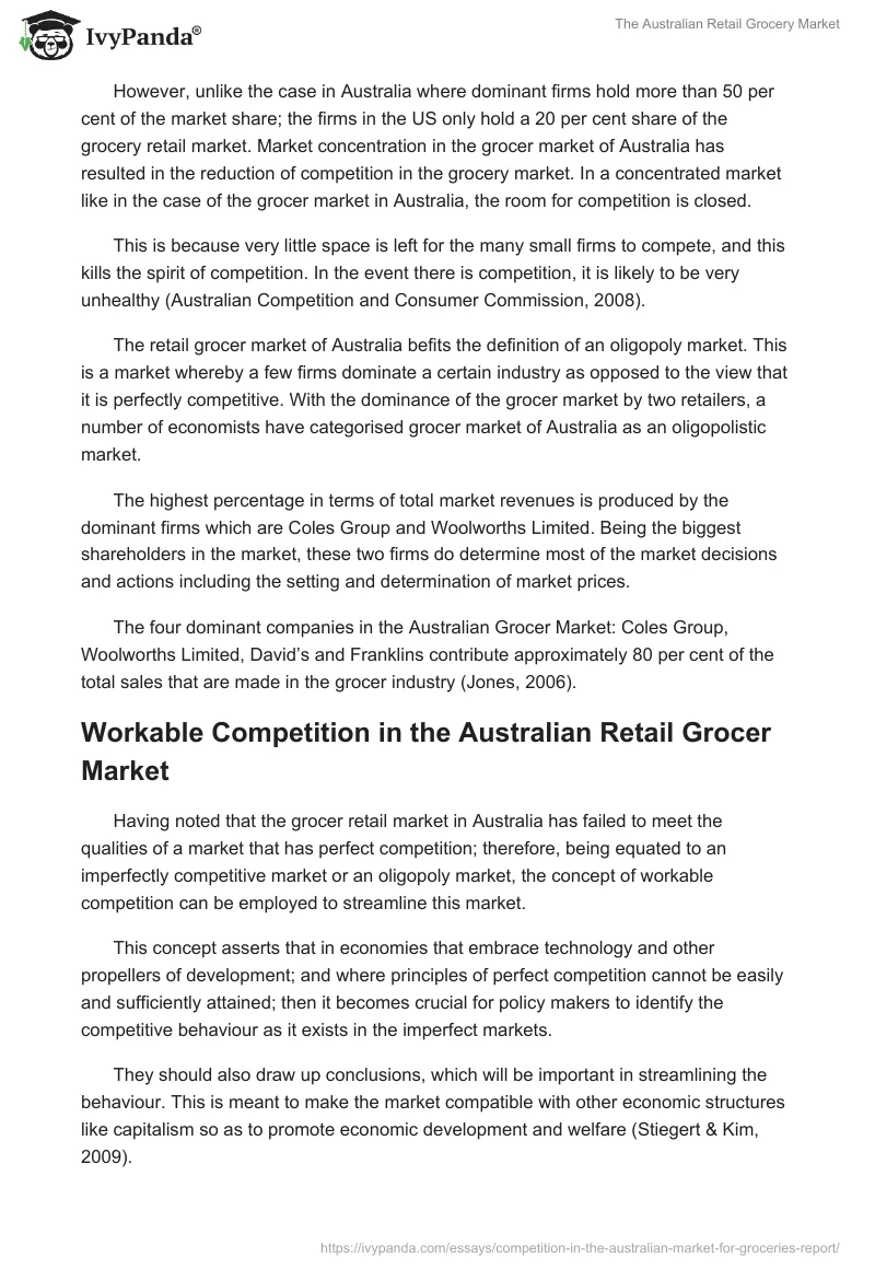 The Australian Retail Grocery Market. Page 3