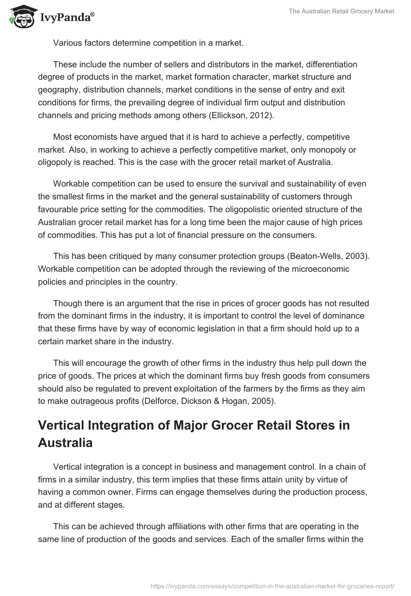 The Australian Retail Grocery Market. Page 4