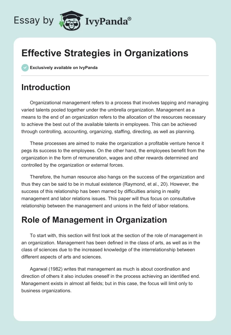 Effective Strategies in Organizations. Page 1