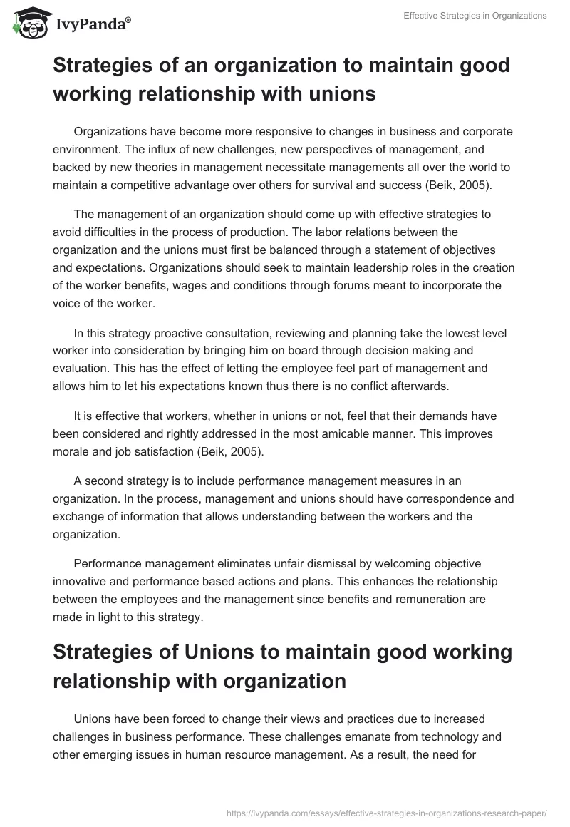 Effective Strategies in Organizations. Page 4