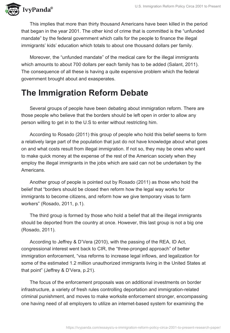 U.S. Immigration Reform Policy Circa 2001 to Present. Page 2
