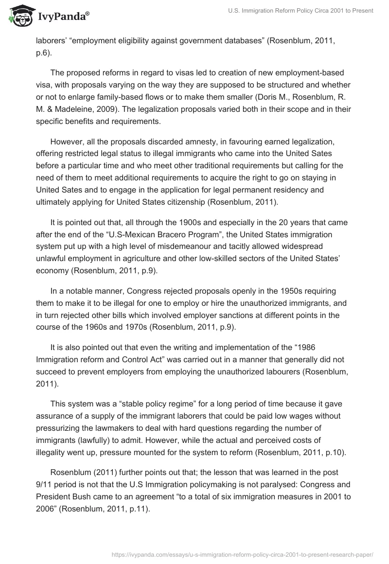 U.S. Immigration Reform Policy Circa 2001 to Present. Page 3