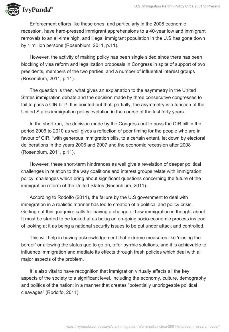 U.S. Immigration Reform Policy Circa 2001 to Present. Page 4