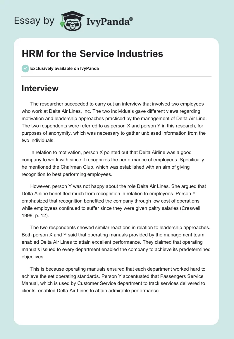 HRM for the Service Industries. Page 1